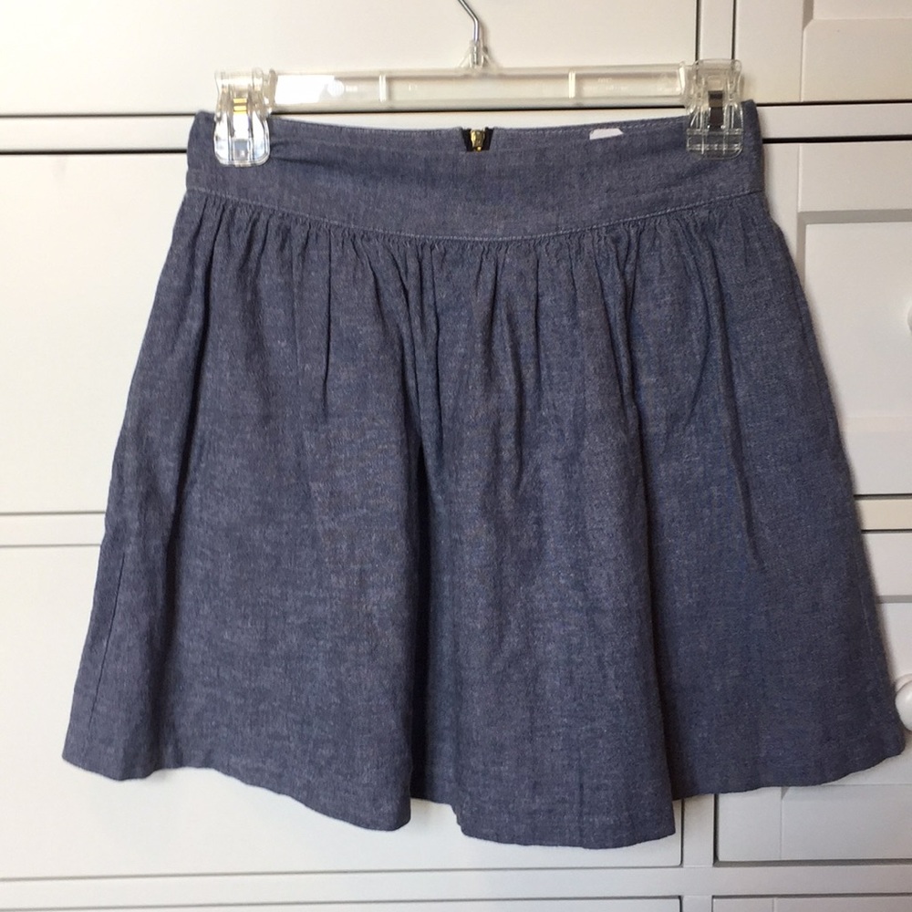 Blue Chambray Skirt with Pockets